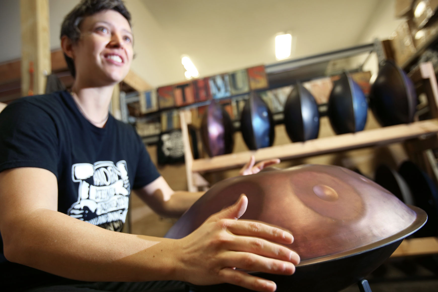 Jenny Robinson playing handpan